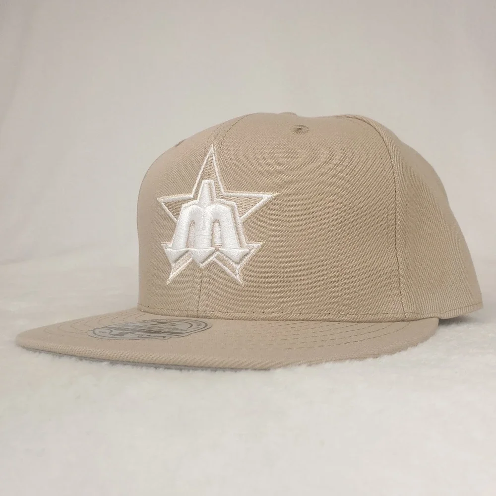 Seattle Mariners Mitchell & Ness MLB Fitted 7 3/4 Flatbill Cap‎ Hat Khaki NWT